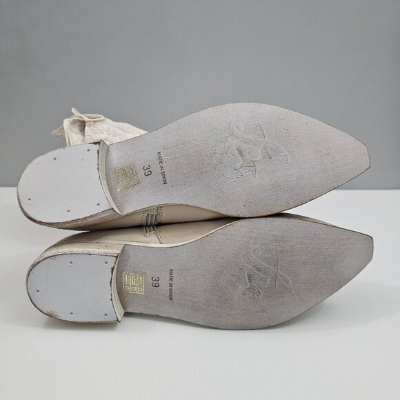 Free People Bren Knee High Boot Womens EU 39 Cream Embroidered Boho Slouchy - Picture 16 of 16